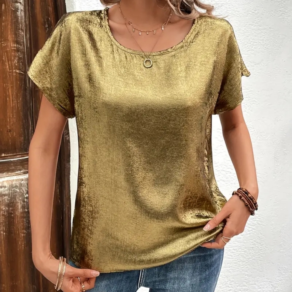 Gold Satin Roundneck Shirt XL